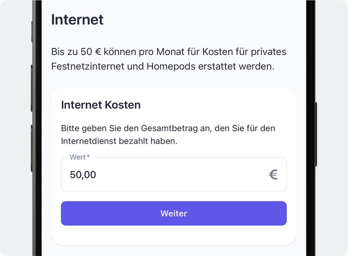 Smartphone zeigt Informationen zur Kostenerstattung beim Internetzuschuss